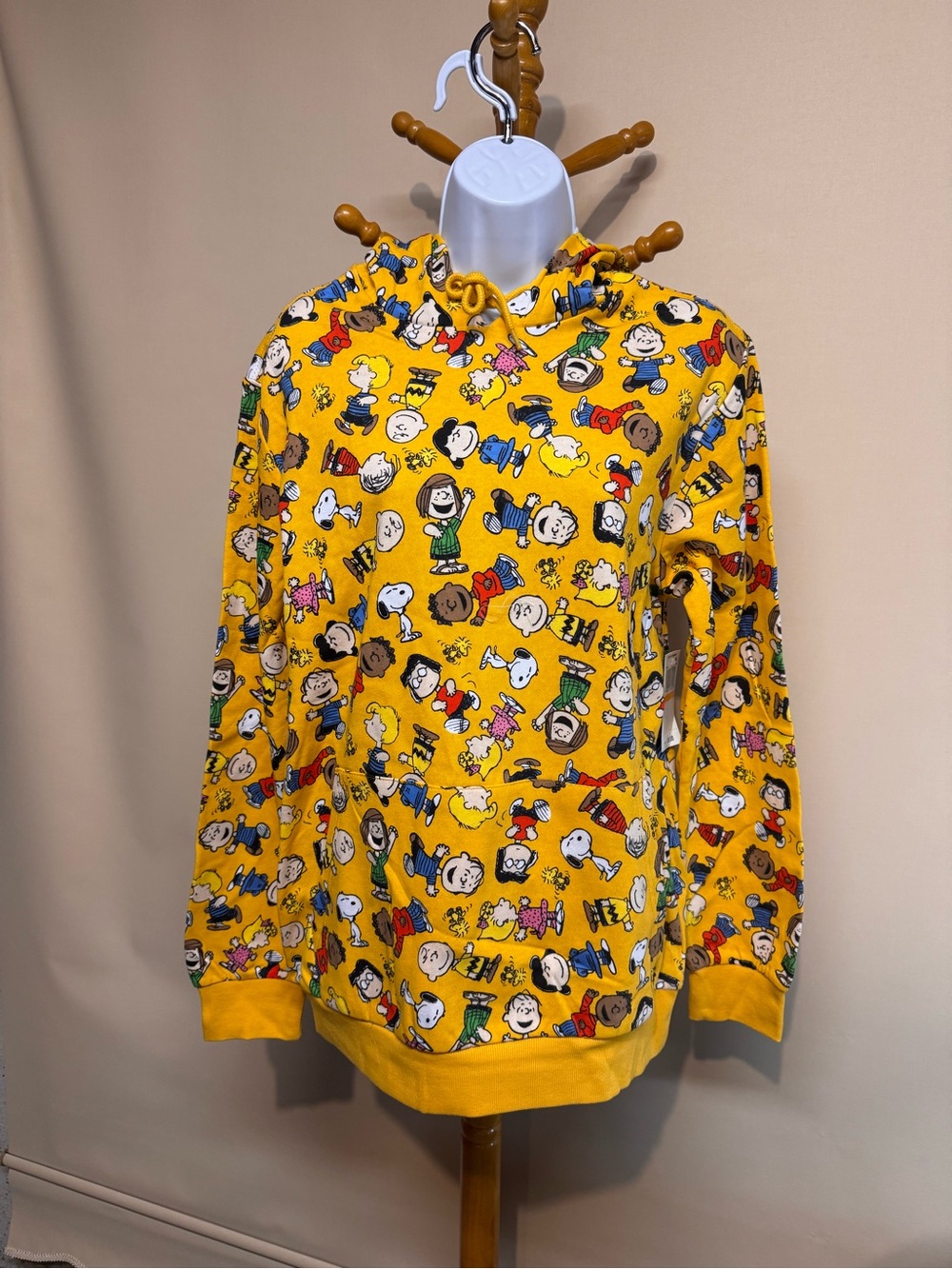 Men’s Hybrid Apparel Bright Yellow Peanuts Gang Snoopy Print Hoodie Size Small